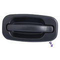 Front exterior door handle, dark textured black finish, no key hole