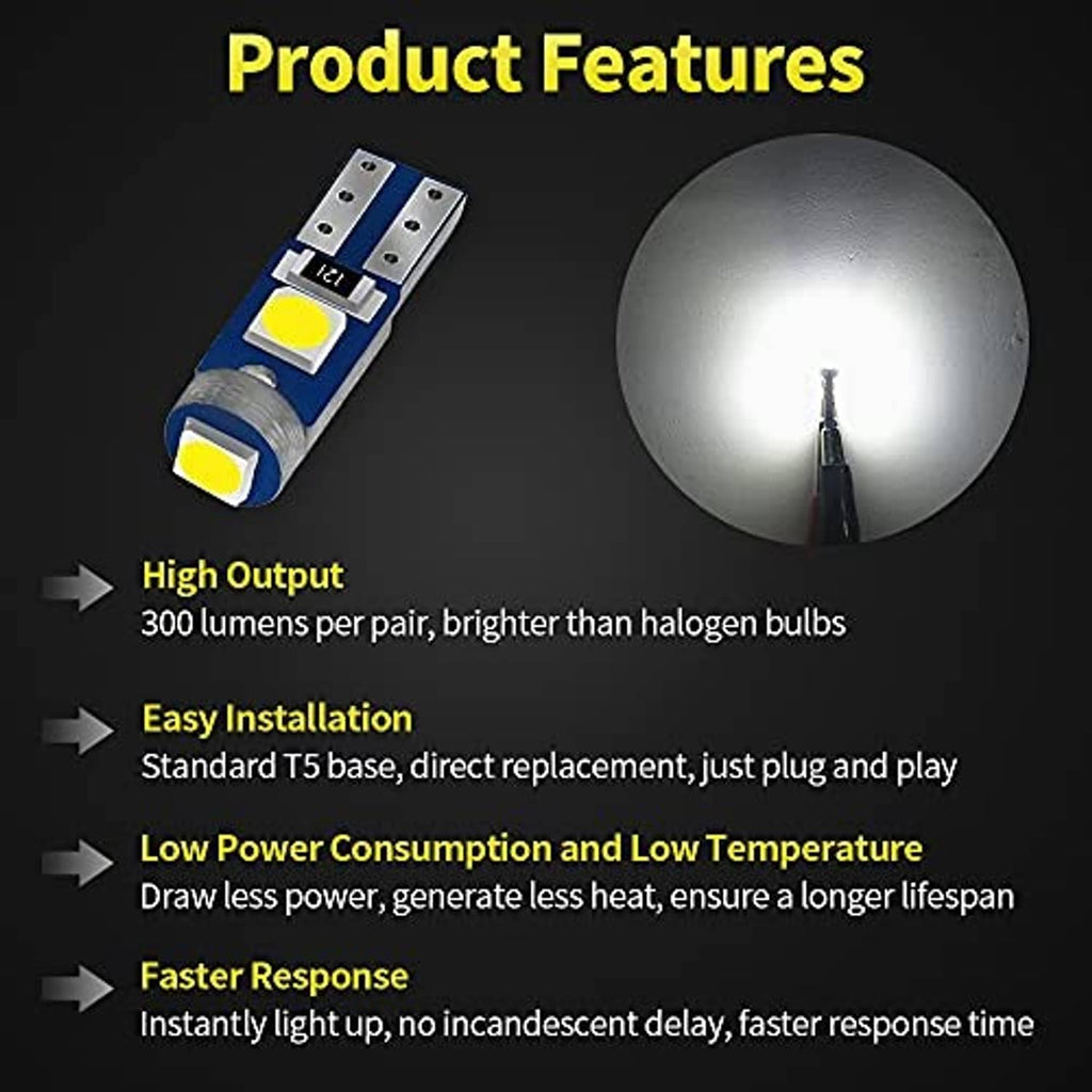 T5 LED bulb with yellow SMD chip on blue circuit board base