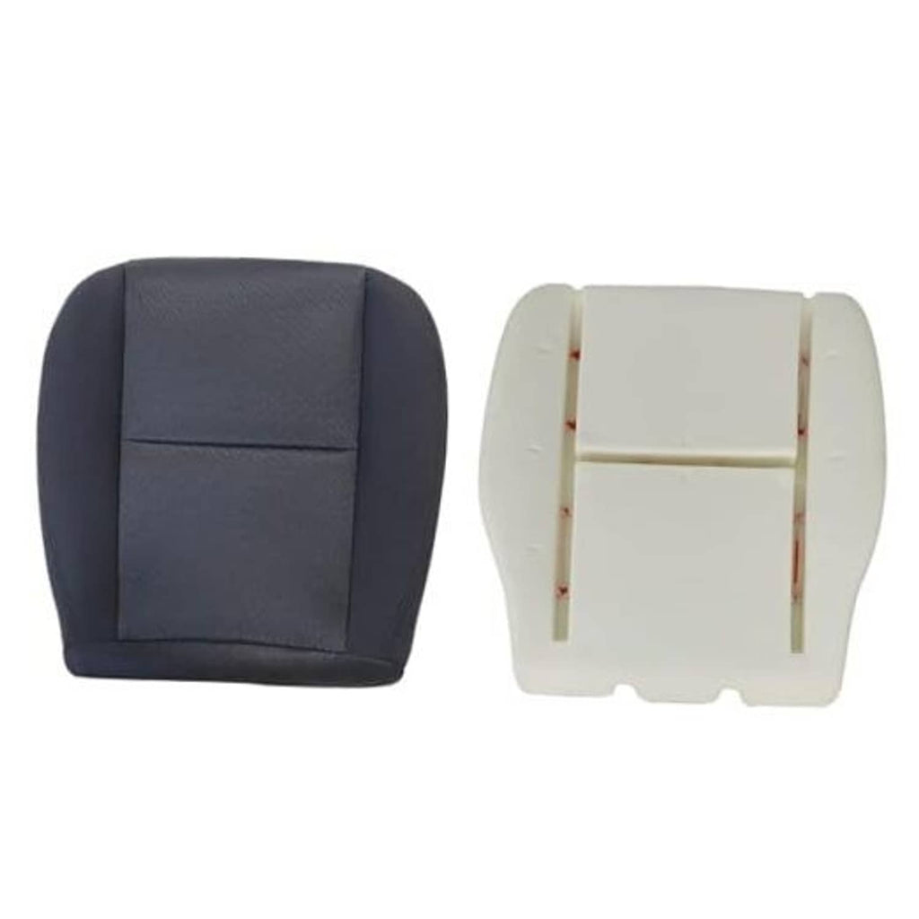 Front driver seat cushion cover and foam insert, dark fabric with stitched center seam