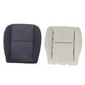 Front driver seat cushion cover and foam insert, dark fabric with stitched center seam