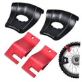 Motorcycle tire bead holder hook set with two black rim protectors and red hooks