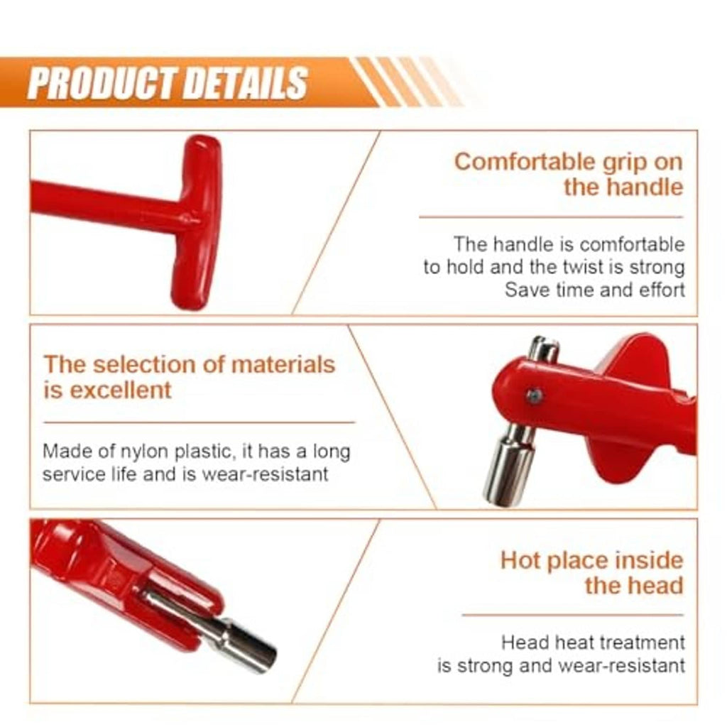 Red valve stem puller/installer tool with comfortable T-handle and metal head