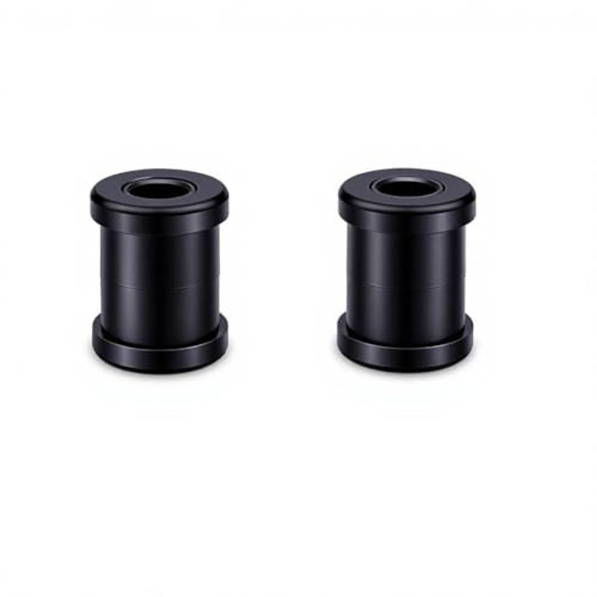 Two black polyurethane tube bushings for handlebar riser installation