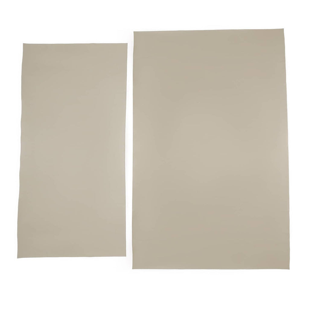Tan seat cushion and seat back covers, pair side by side with matching seams