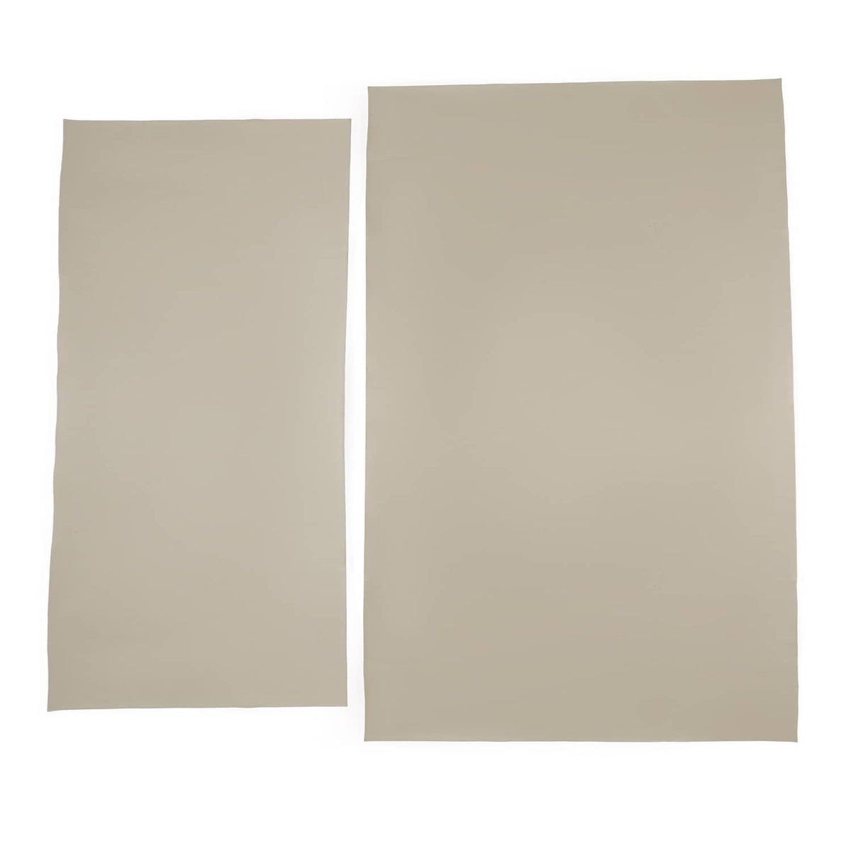 Tan seat cushion and seat back covers, pair side by side with matching seams