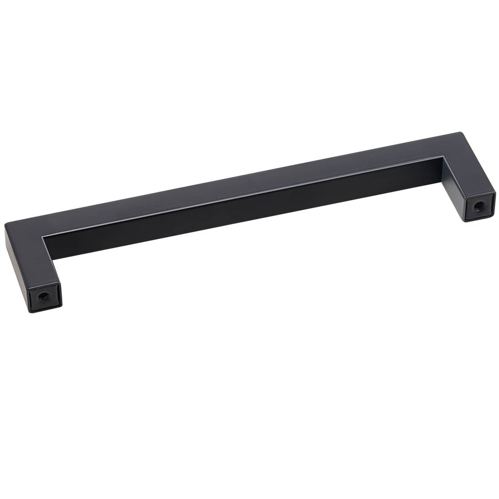 Matte black rectangular inset cabinet pull with two square mounting posts