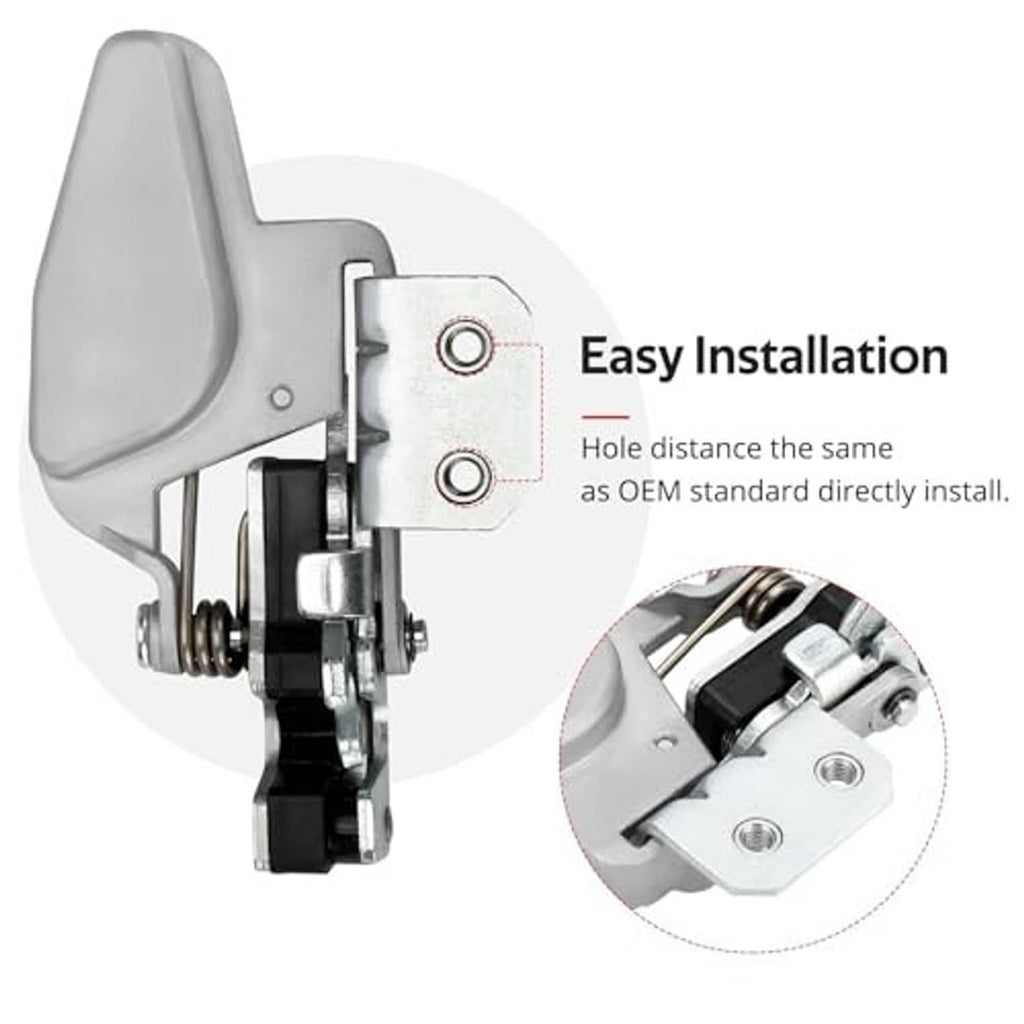 Door latch lock with gray handle, black latch, and two-bolt mounting plate