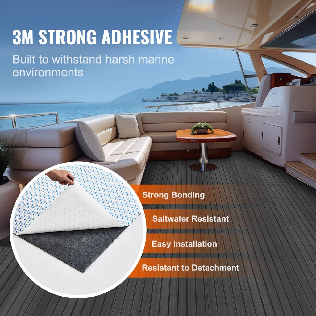 Dark gray yacht deck flooring sheet with textured surface for marine use
