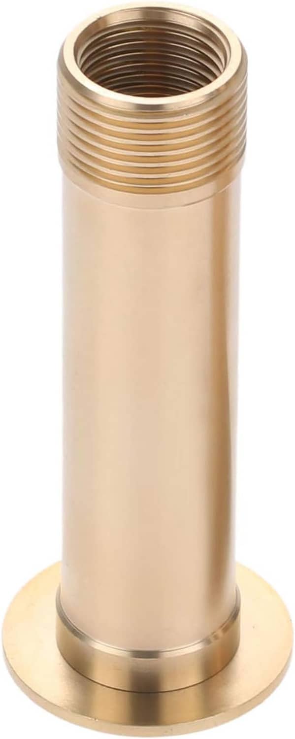 Brass fountain nozzle column with round top, flared base, and internal threads