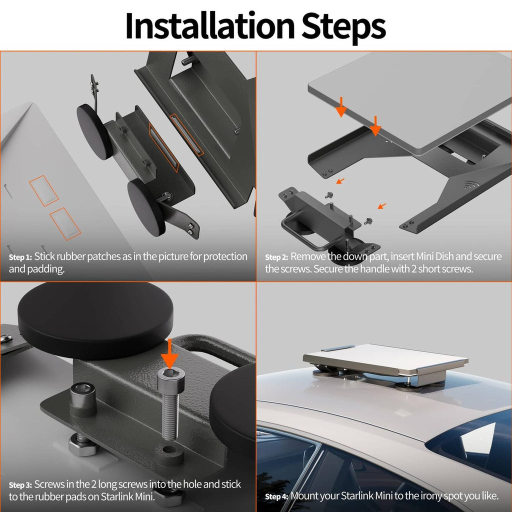 Magnetic mount pieces with screws and adhesive sticker pad for installation