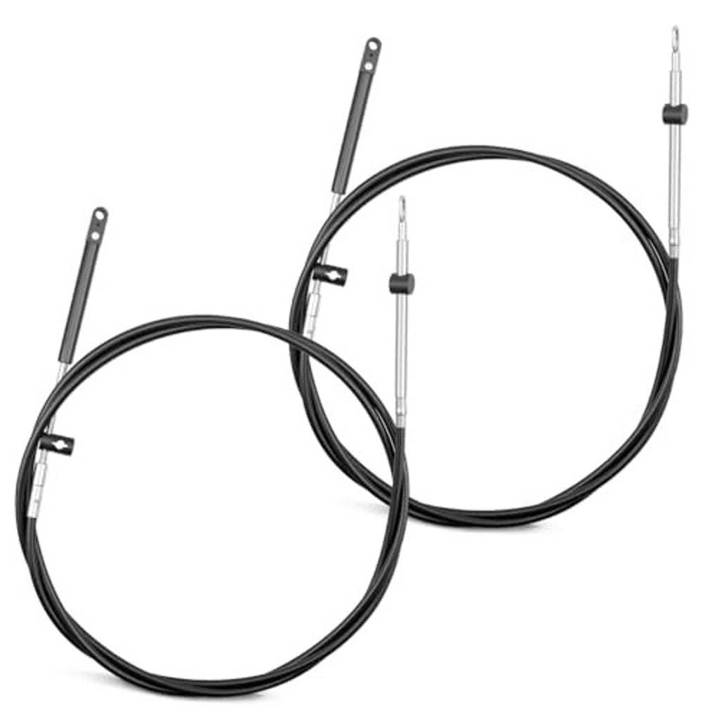 Outboard control cable set, 10ft black cables with silver end fittings and mounting brackets