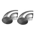 Set of stainless steel 90-degree exhaust elbow pipes with round outlet tips