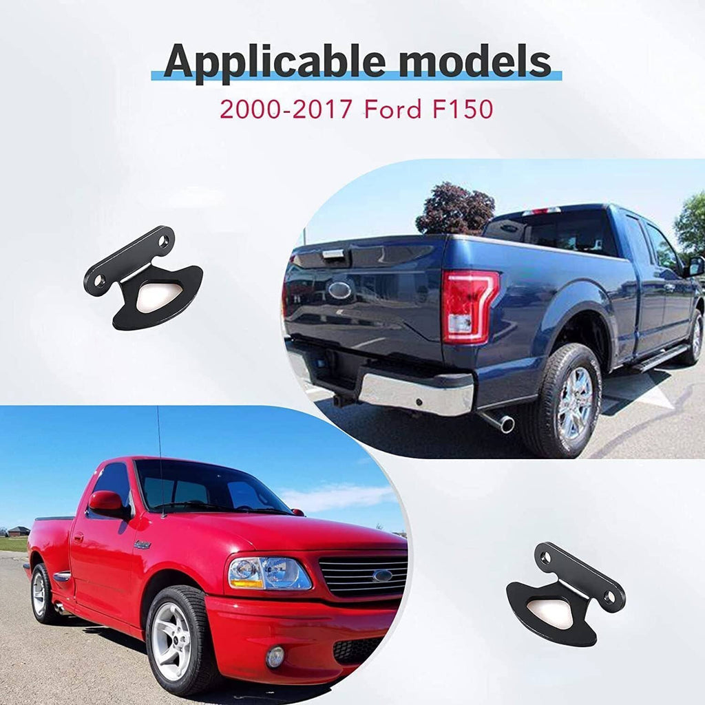 Black tie-down hook anchor bracket kit for truck bed, shown with mounting base