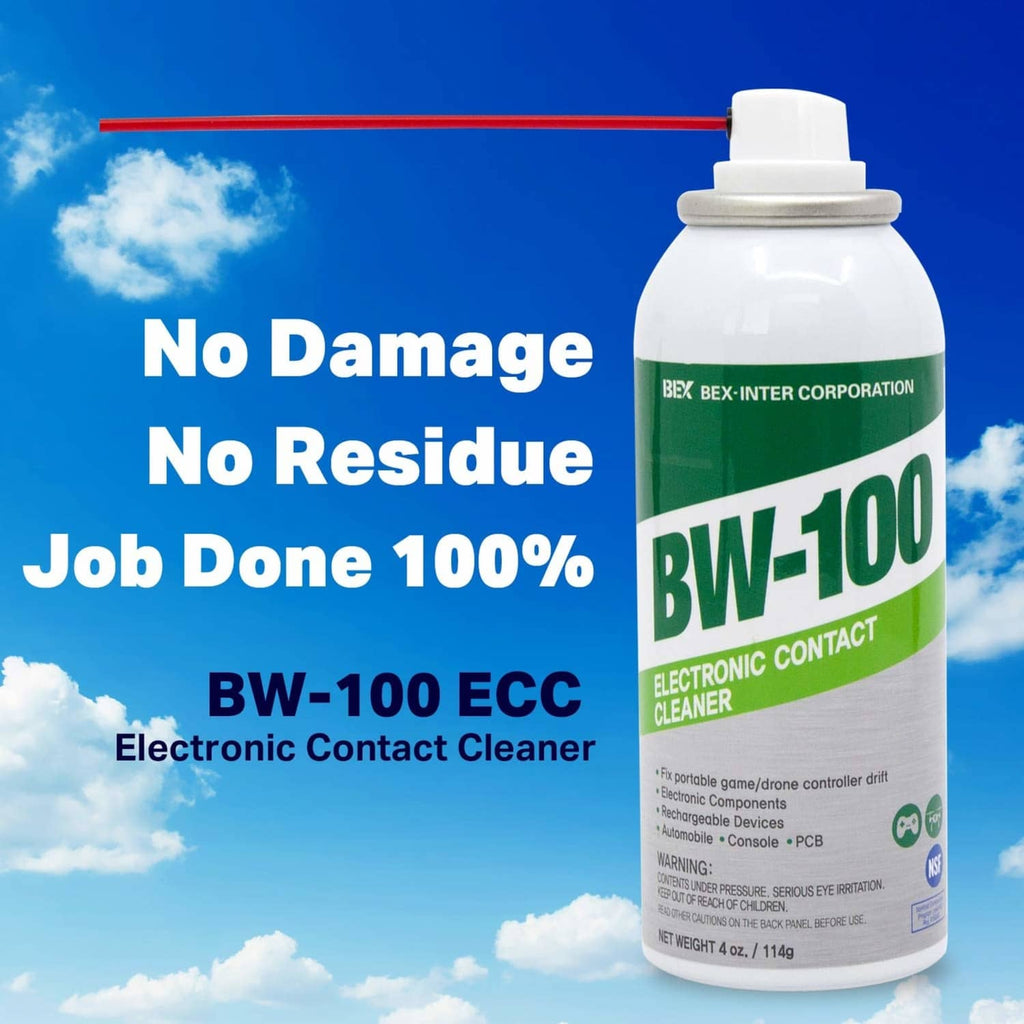 BW-100 electronic contact cleaner spray bottle, white with green label, 4 oz size