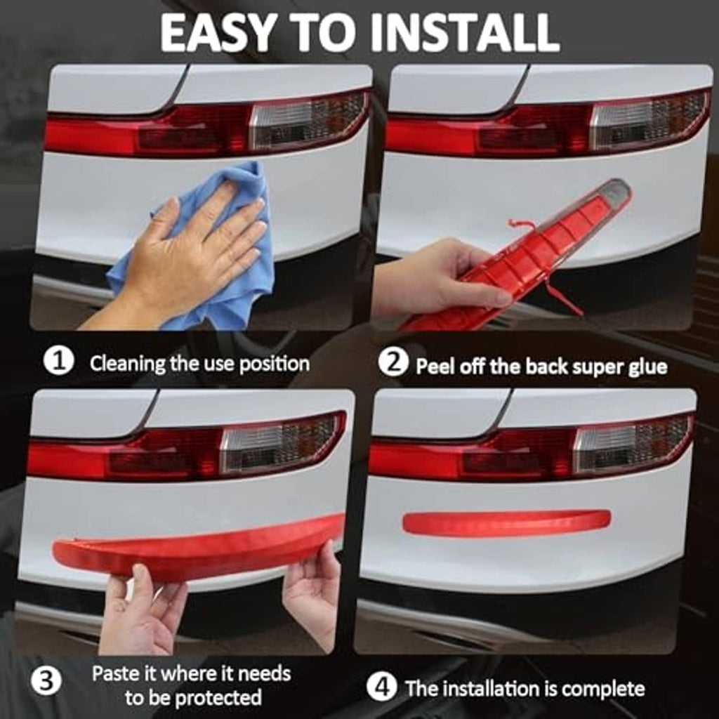 Red anti-collision bumper guard strip during installation on rear light area