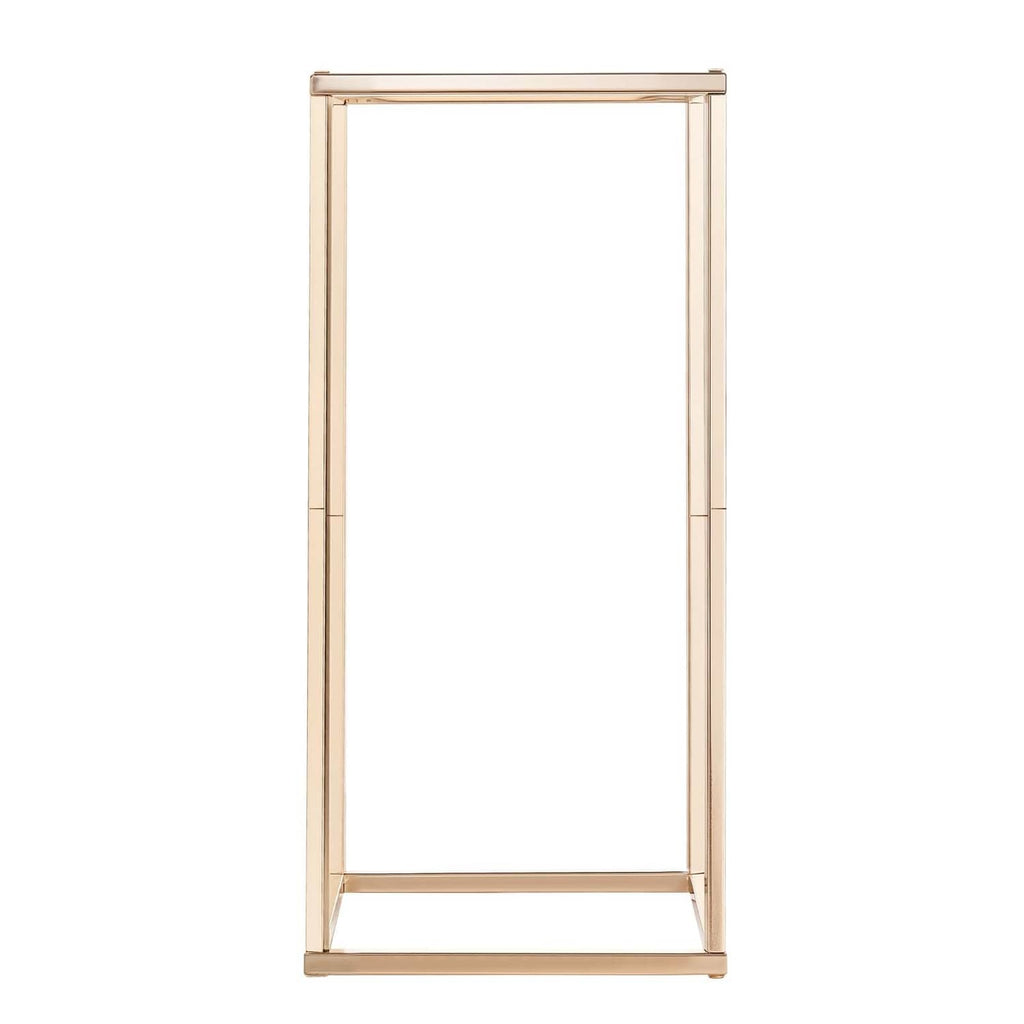 Decorative wooden flower stand frame with open center and rectangular base