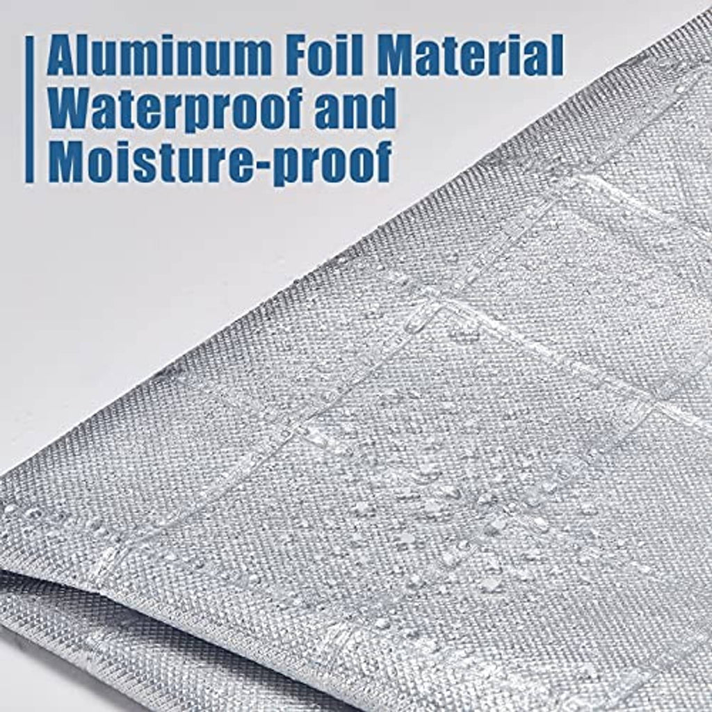 Waterproof anti-UV tire cover fabric with silver aluminum foil texture close-up