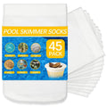 White pool skimmer socks, stack of 45 mesh filter bags