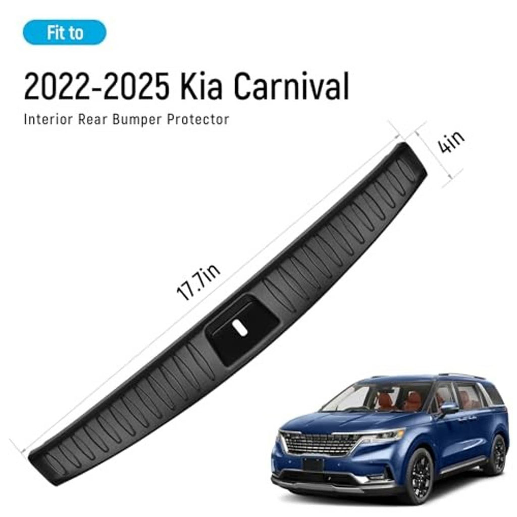 Black interior rear bumper protector strip, ribbed texture, about 17.7 in long