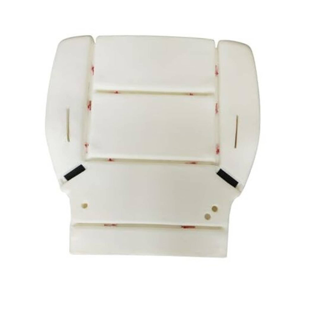 Cream foam seat cushion insert with red-stitched seams and side tabs