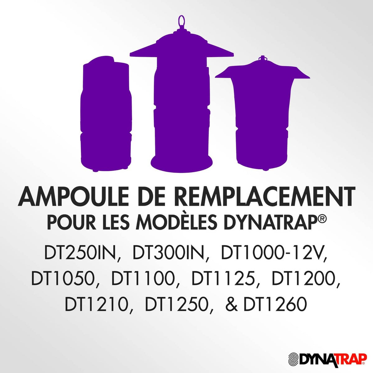 DynaTrap UV replacement bulb for select models, black bulb icons on box