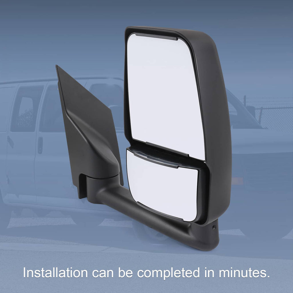 Manual side mirror pair, black housings with clear reflective glass