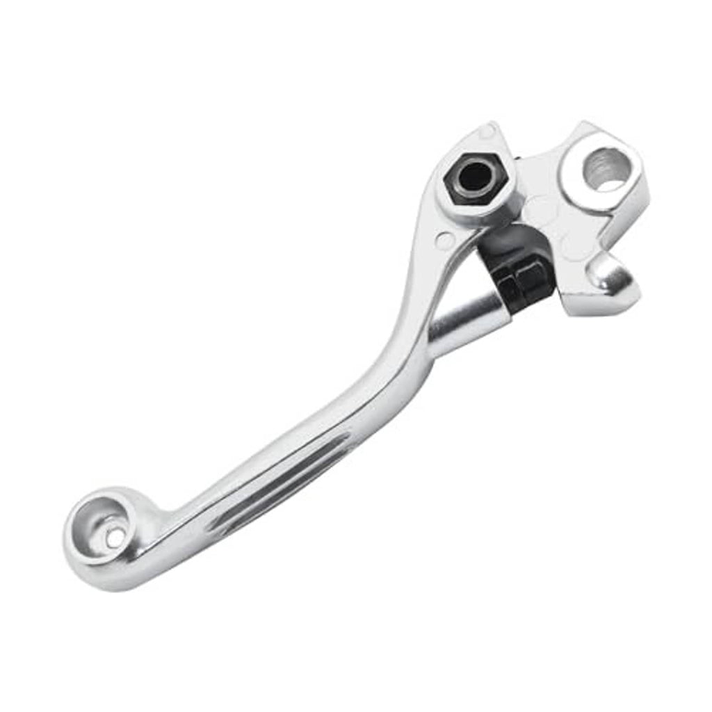 Front brake lever replacement, silver curved lever with fork-style mounting hardware