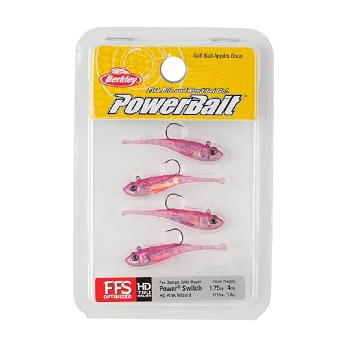Berkley Powerbait Power Switch Soft Plastic baits pack, Pink Wizard, 4 lures