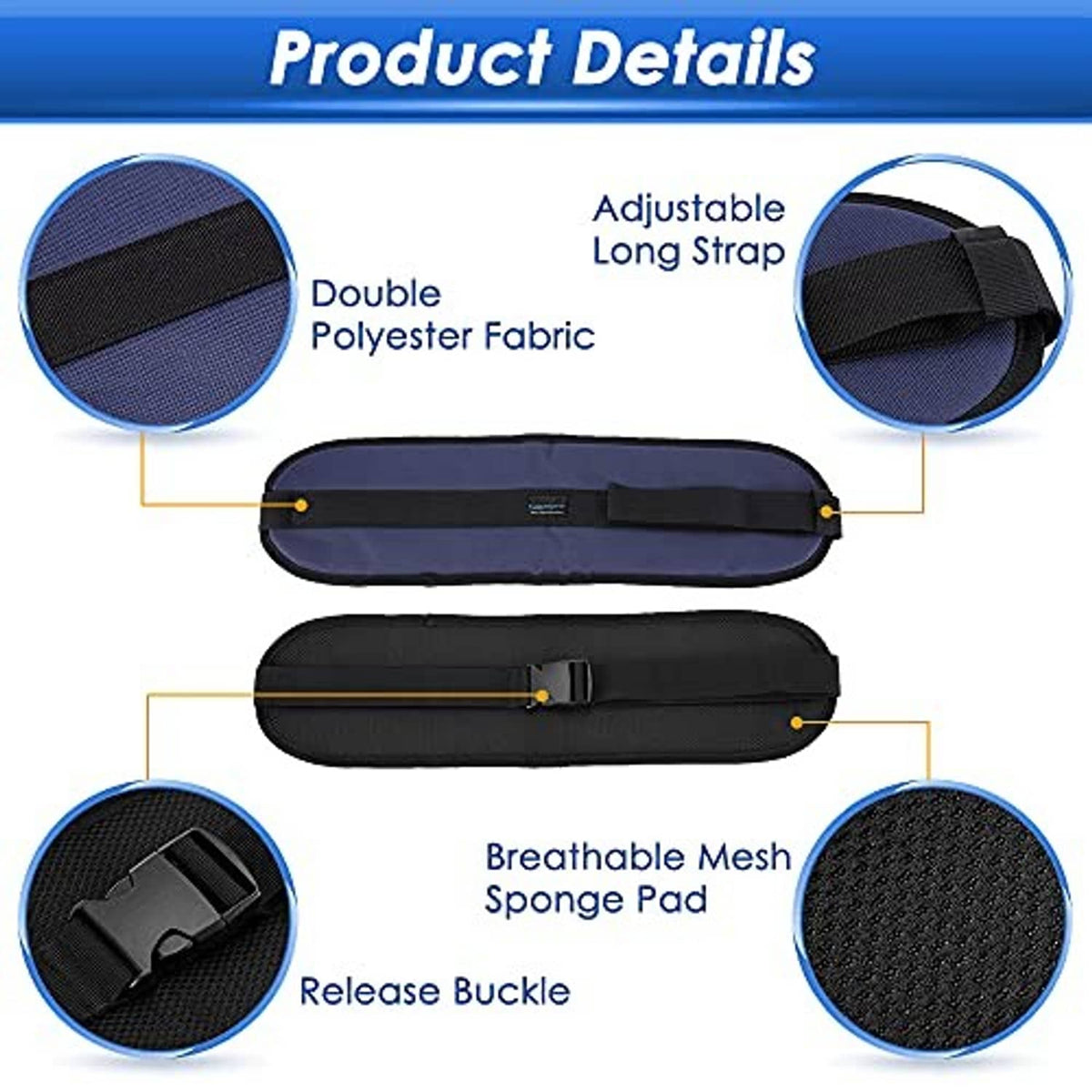 Wheelchair seatbelt restraint details: padded strap, release buckle, breathable mesh