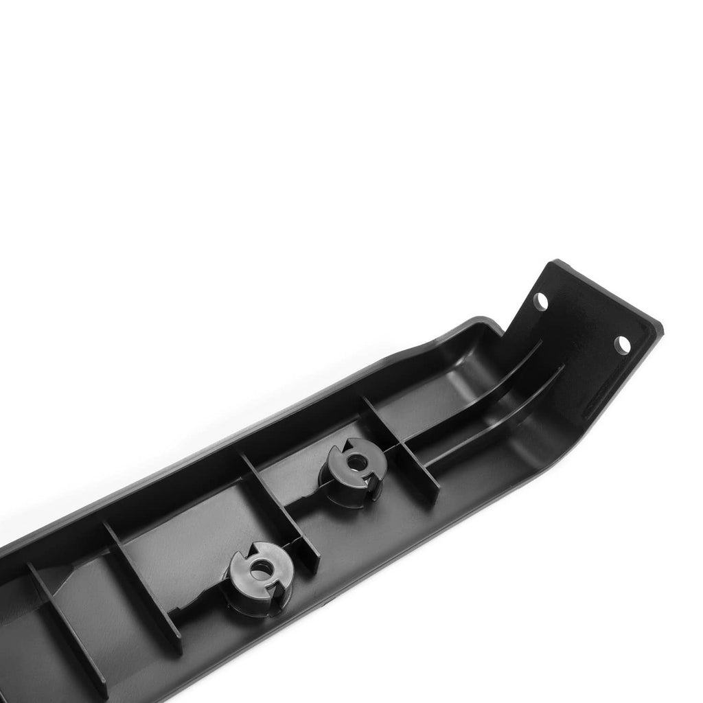 Rear bumper underside detail with molded channels and mounting brackets