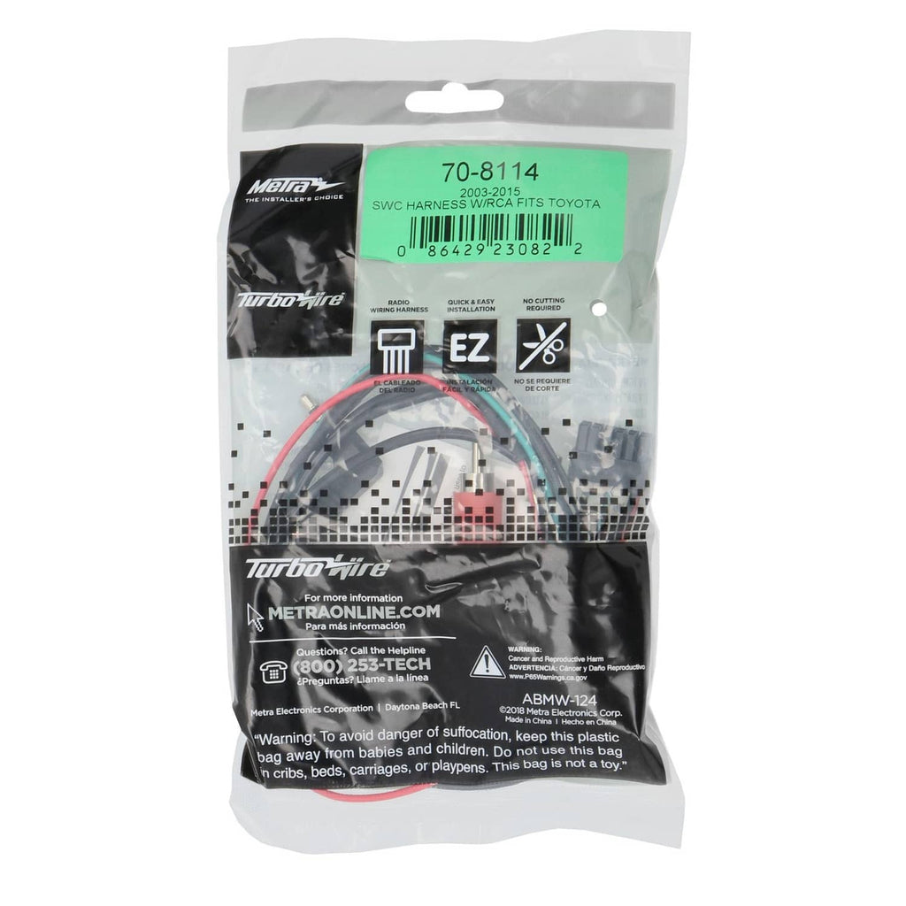 Metra car audio wiring harness kit bag for Toyota, part 70-8114