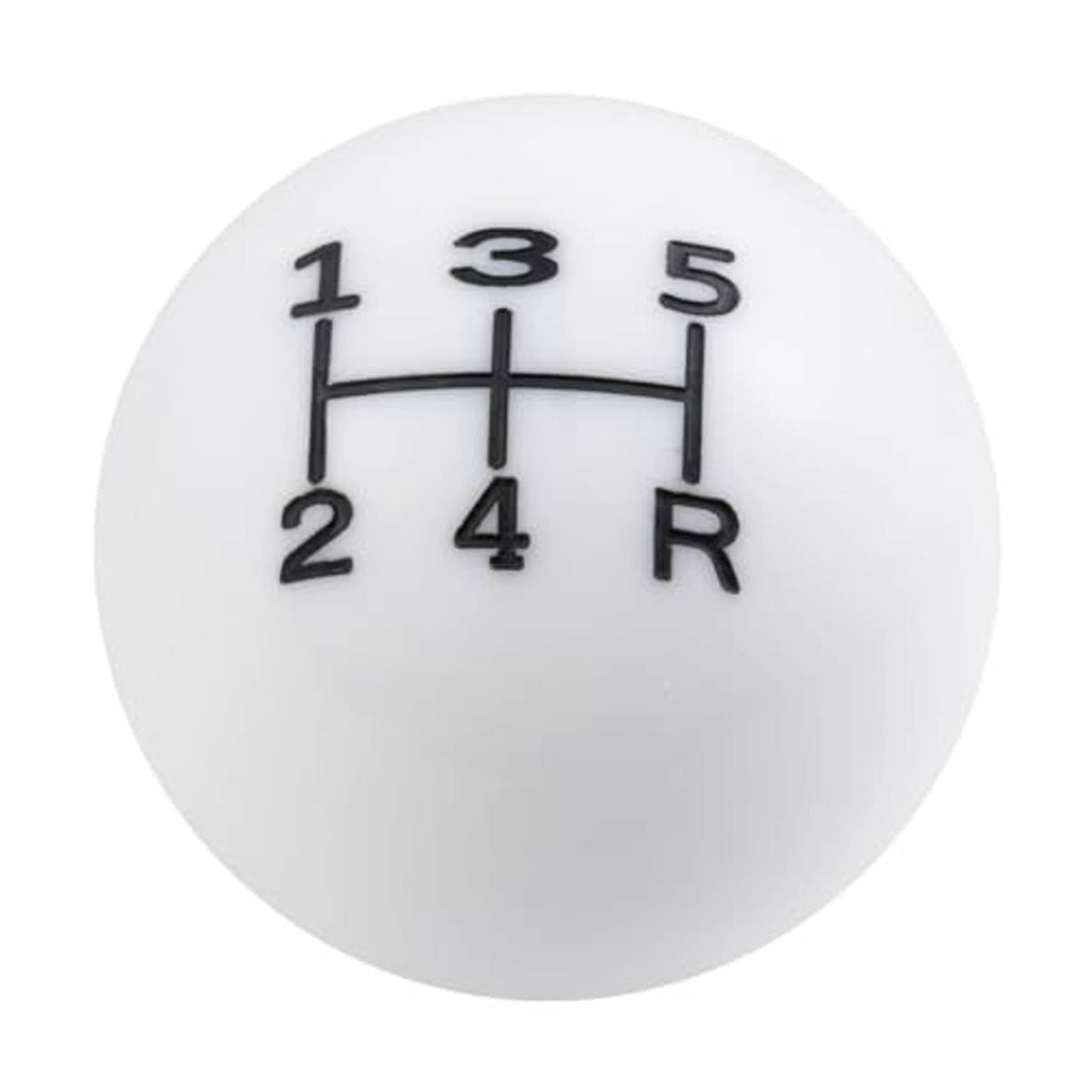 White round 5-speed gear shift knob with black 1,2,3,4,5 and R markings