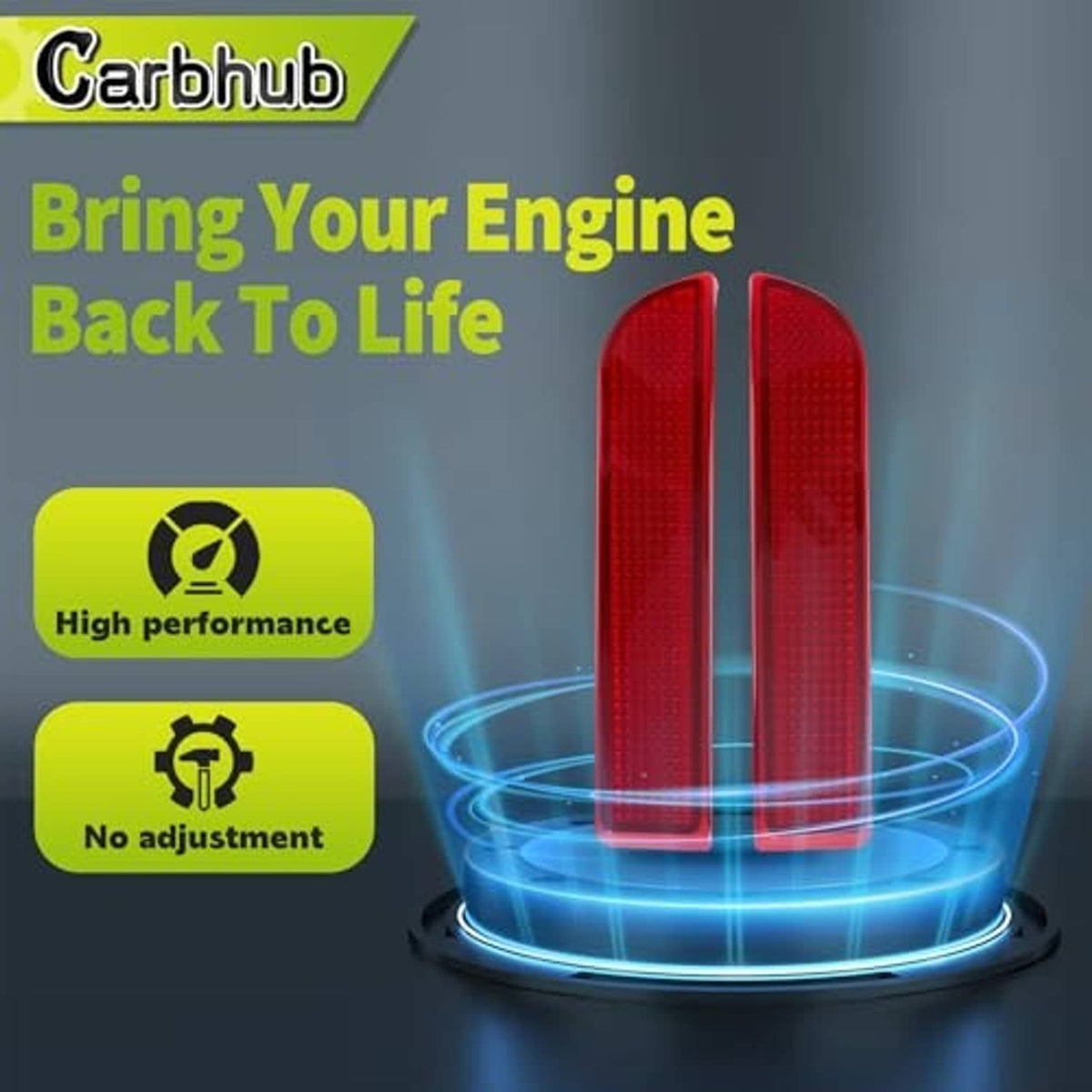 Two red rear bumper reflectors with textured lens, upright vertical pair
