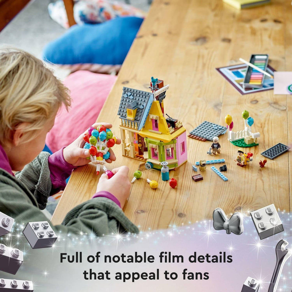 LEGO Up house building toy on a table with colorful balloons and small minifigures