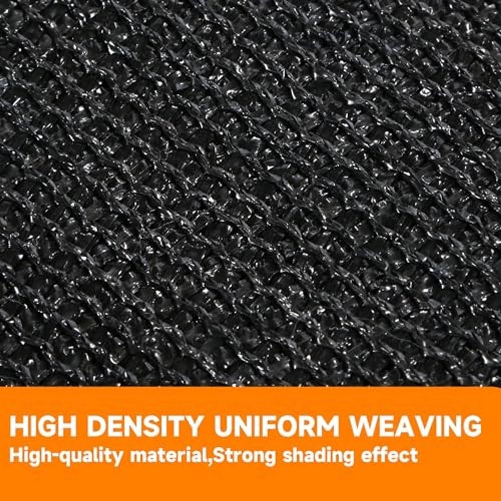 Black woven shade net mesh with dense uniform pattern