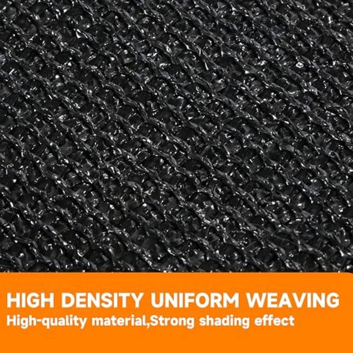 Black woven shade net mesh with dense uniform pattern