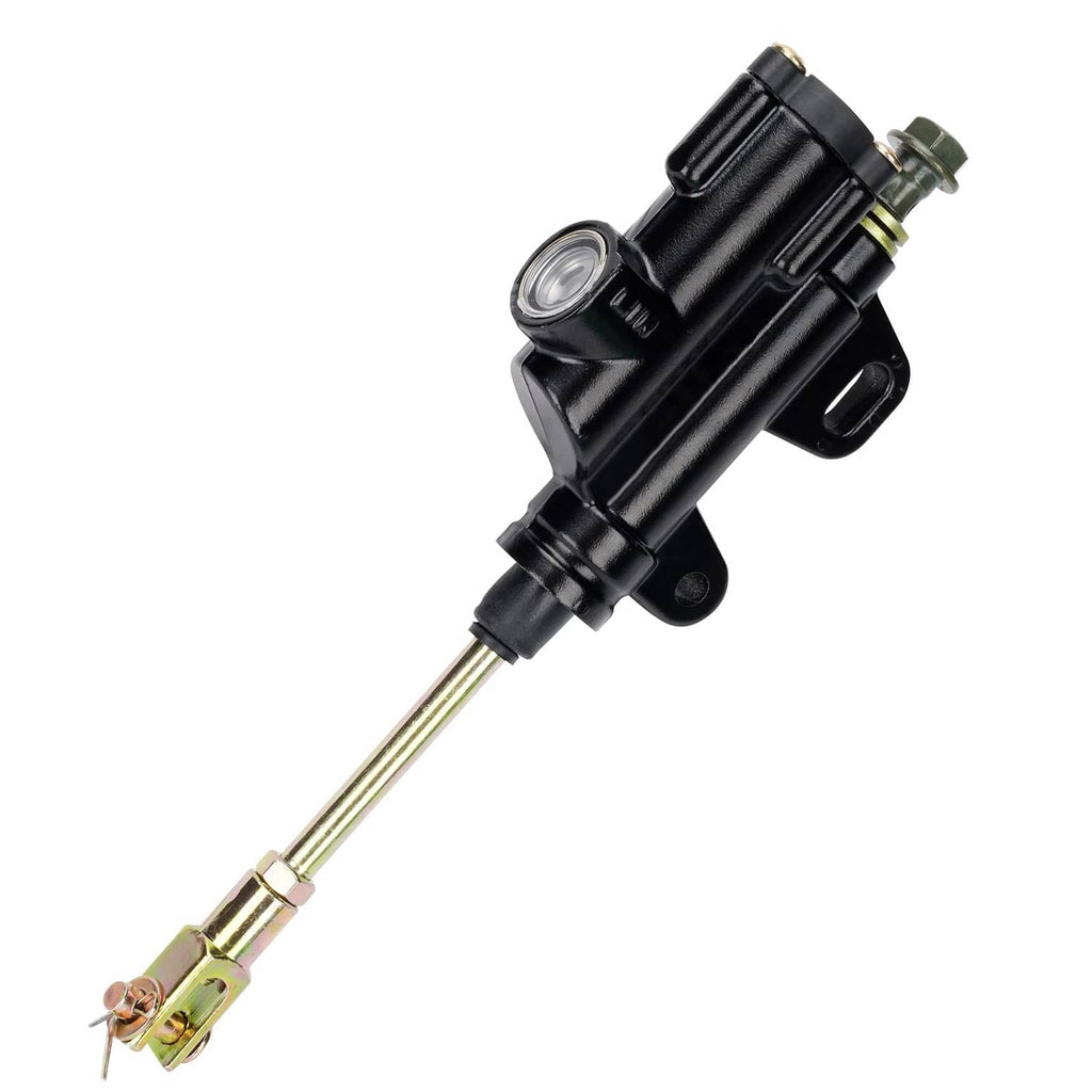 Black rear brake master cylinder with pushrod and mounting brackets