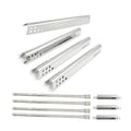 Stainless steel grill burner tubes and perforated heat shields, replacement parts set