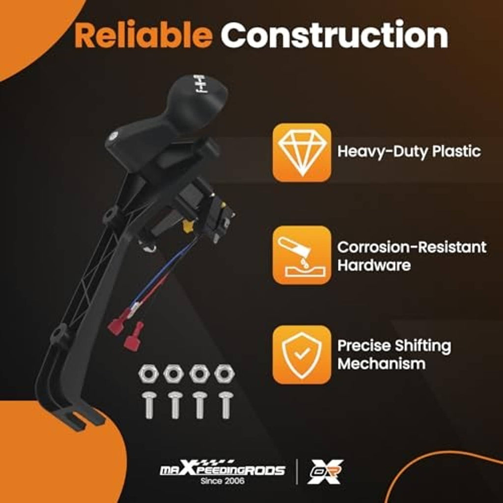 Forward and reverse shifter mechanism with black handle, wiring, and mounting bolts