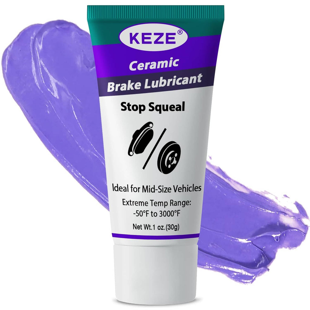 Ceramic brake lubricant tube with purple label and teal top stripe