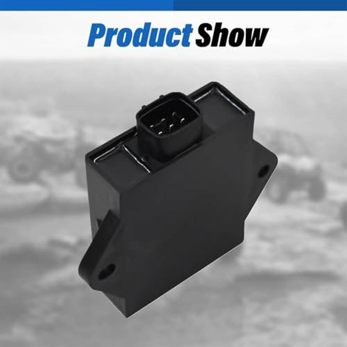 Black CDI ignition control module with visible multi-pin socket and mounting base