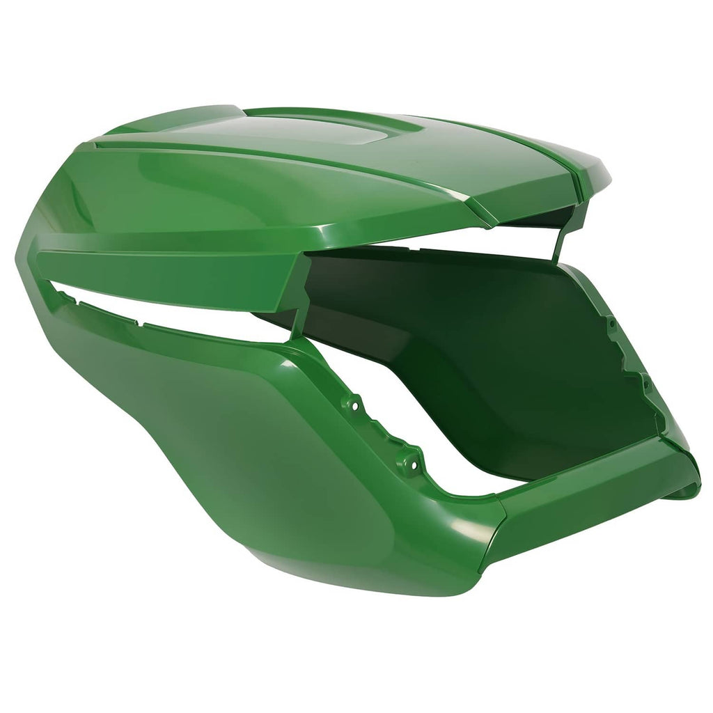 John Deere green upper hood with black grille opening and headlight housing