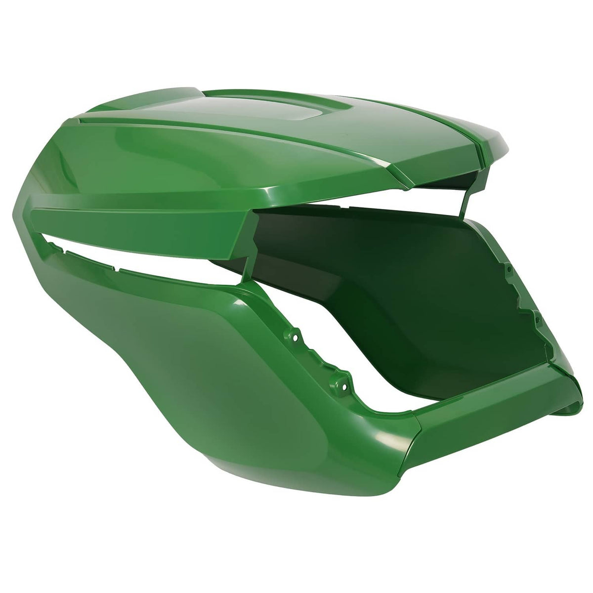 John Deere green upper hood with black grille opening and headlight housing