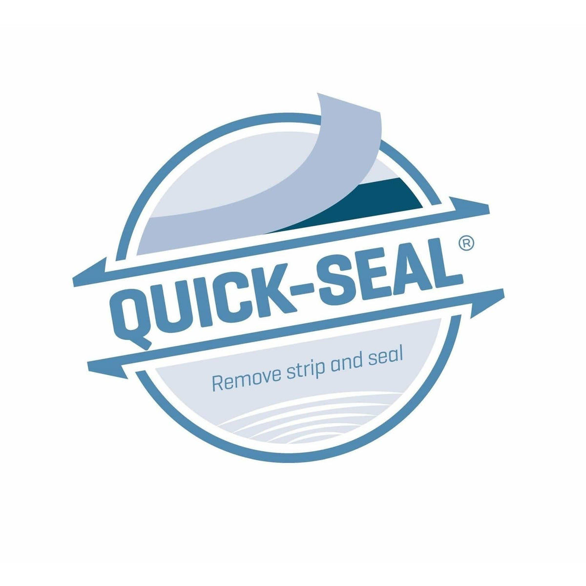 Quick-Seal self-seal instruction logo with remove strip and seal graphic