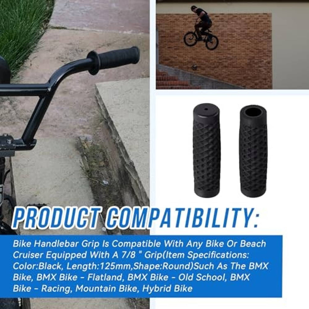 Black handlebar grip set with textured diamond pattern and open end openings