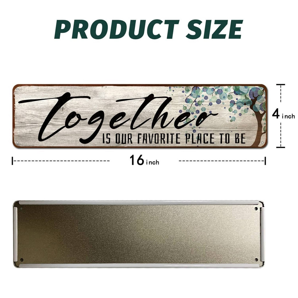 Rectangular wooden wall art sign, back view with pre-drilled hanging holes.