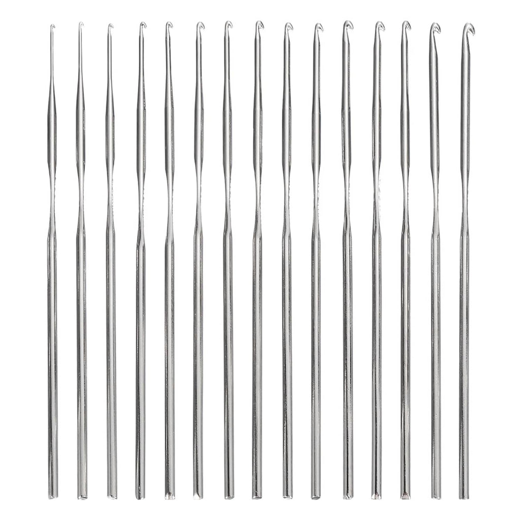 PATIKIL crochet hooks set, 15 stainless-steel hooks in silver, assorted sizes