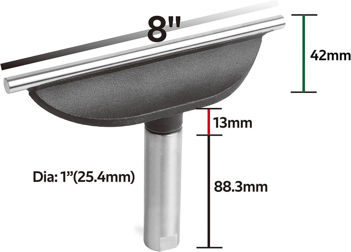 8 in tool rest with black curved support on a silver cylindrical post