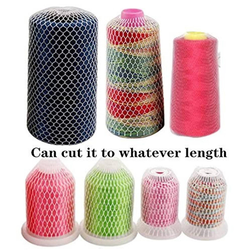 Assorted color thread spool netting sleeves and spools, shown for cutting to length