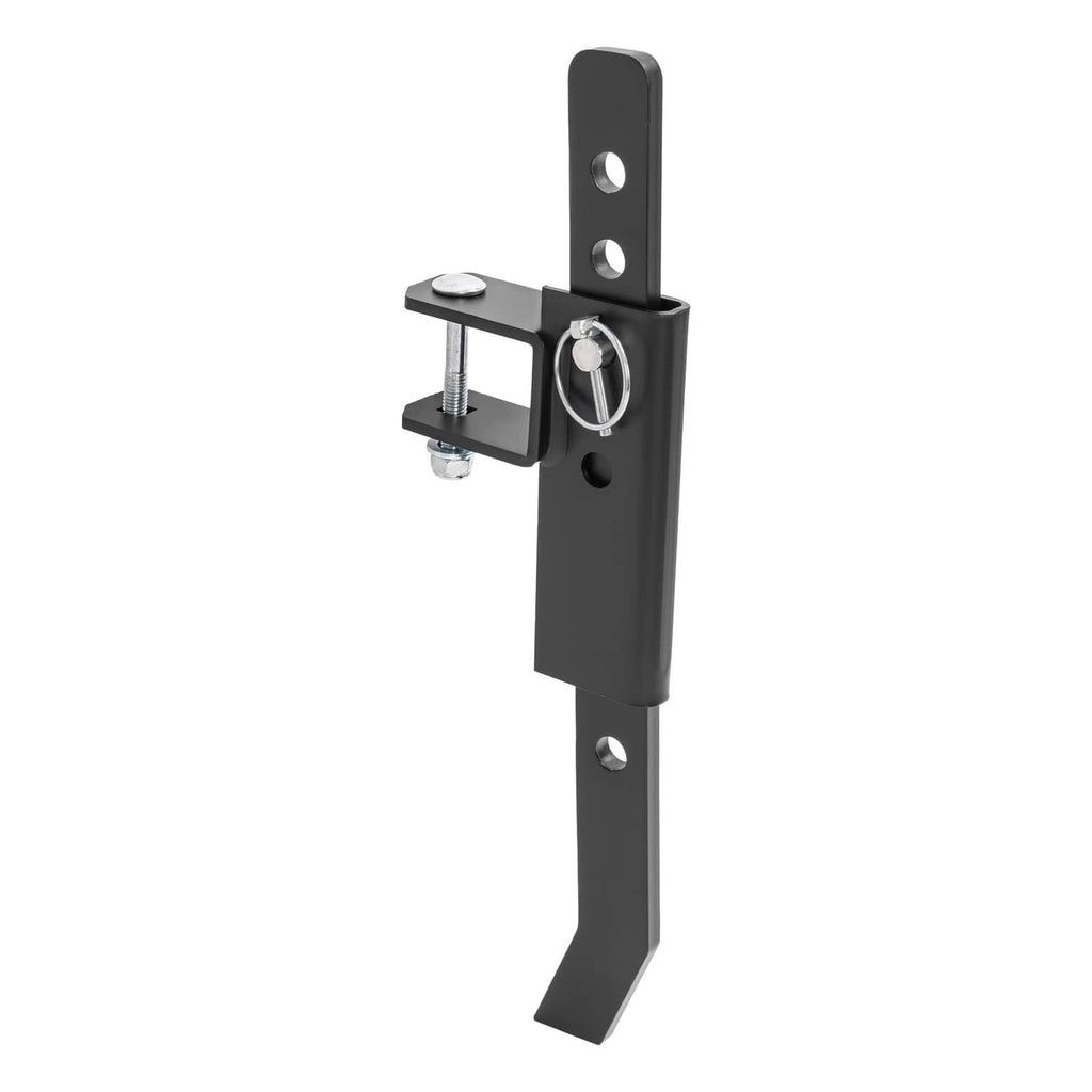 Powder-coated steel chisel plow implement single black leg with mounting bracket and ring pin